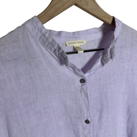 Eileen Fisher XS Handkerchief Organic Linen Shirt Wisteria Button Minimalist - Picture 7 of 11